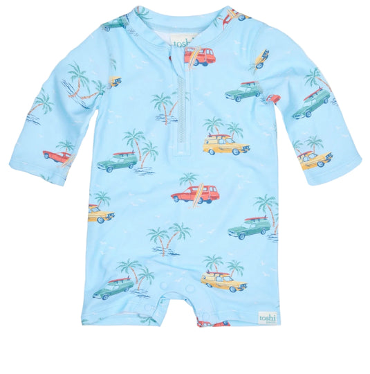 Toshi Swim Onesie L/S Splash /Swell Seekers Sky