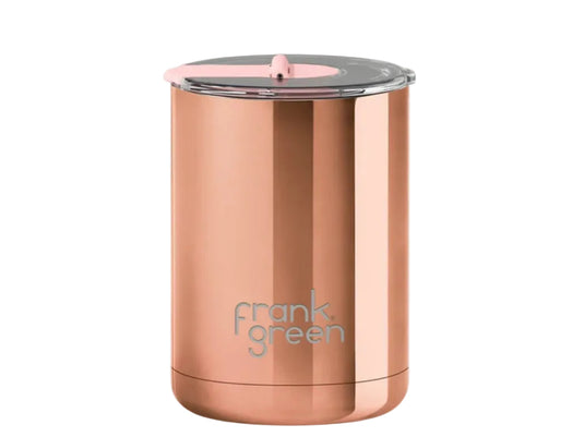 Frank Green Rose Gold Chrome Ceramic Coffee Cup with New Hinged Lid