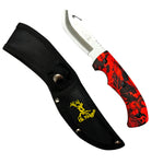 Elk Ridge Hook Skinner Knife Red Camo w/ Sheath