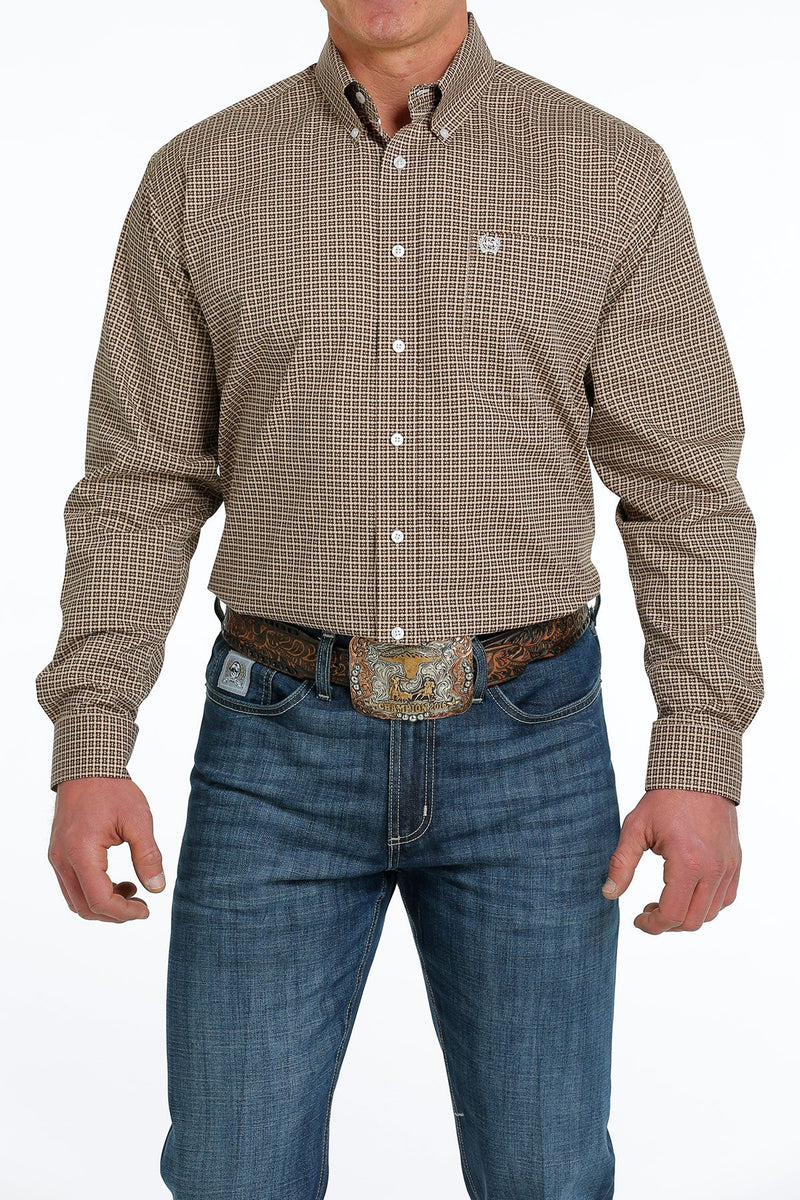 Load image into Gallery viewer, Cinch Men’s Geometric Button Down Western Shirt - Brown/khaki/white
