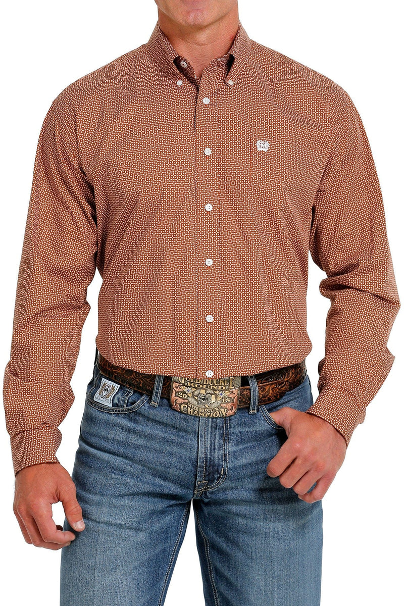 Load image into Gallery viewer, Cinch Mens Rust/White Geo Arena Shirt Regular
